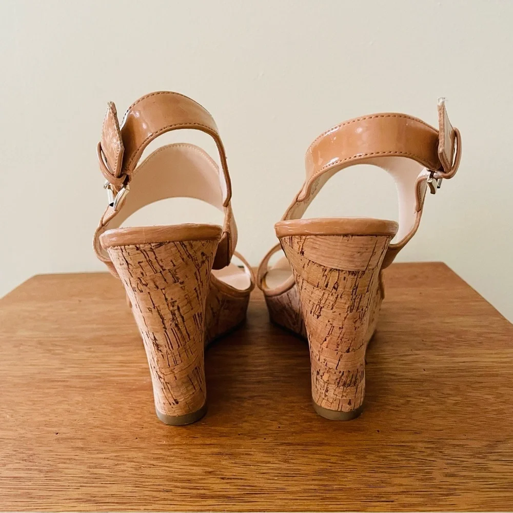 Nine West cork-wrapped platform and adjustable ankle strap